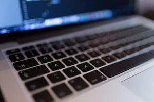 Up-close view of keys on a laptop