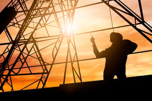 Telecom Worker under radio tower